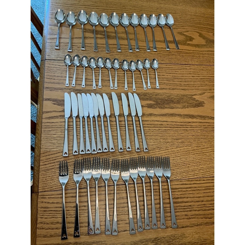 Disney Parks Mickey  Mouse Stainless Steel Flatware Set Forks Knives Spoons 48pc